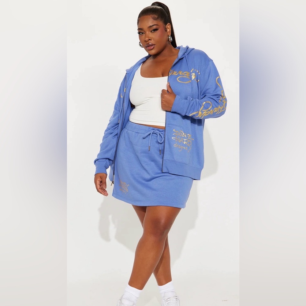 Plus Size Ed Hardy Tiger Lotus Skirt Set - Blue